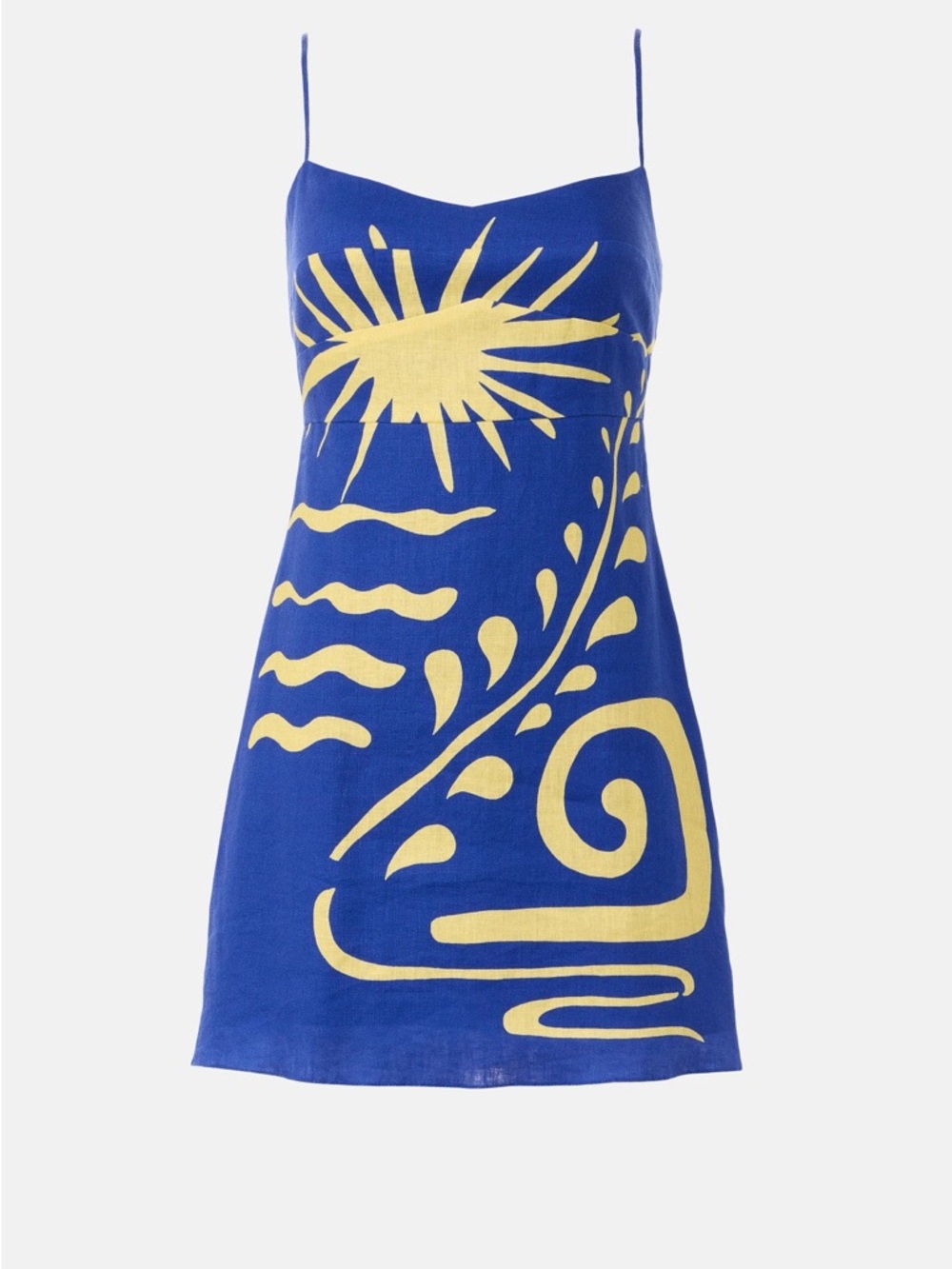 Blue & Yellow Sun Print mini Dress